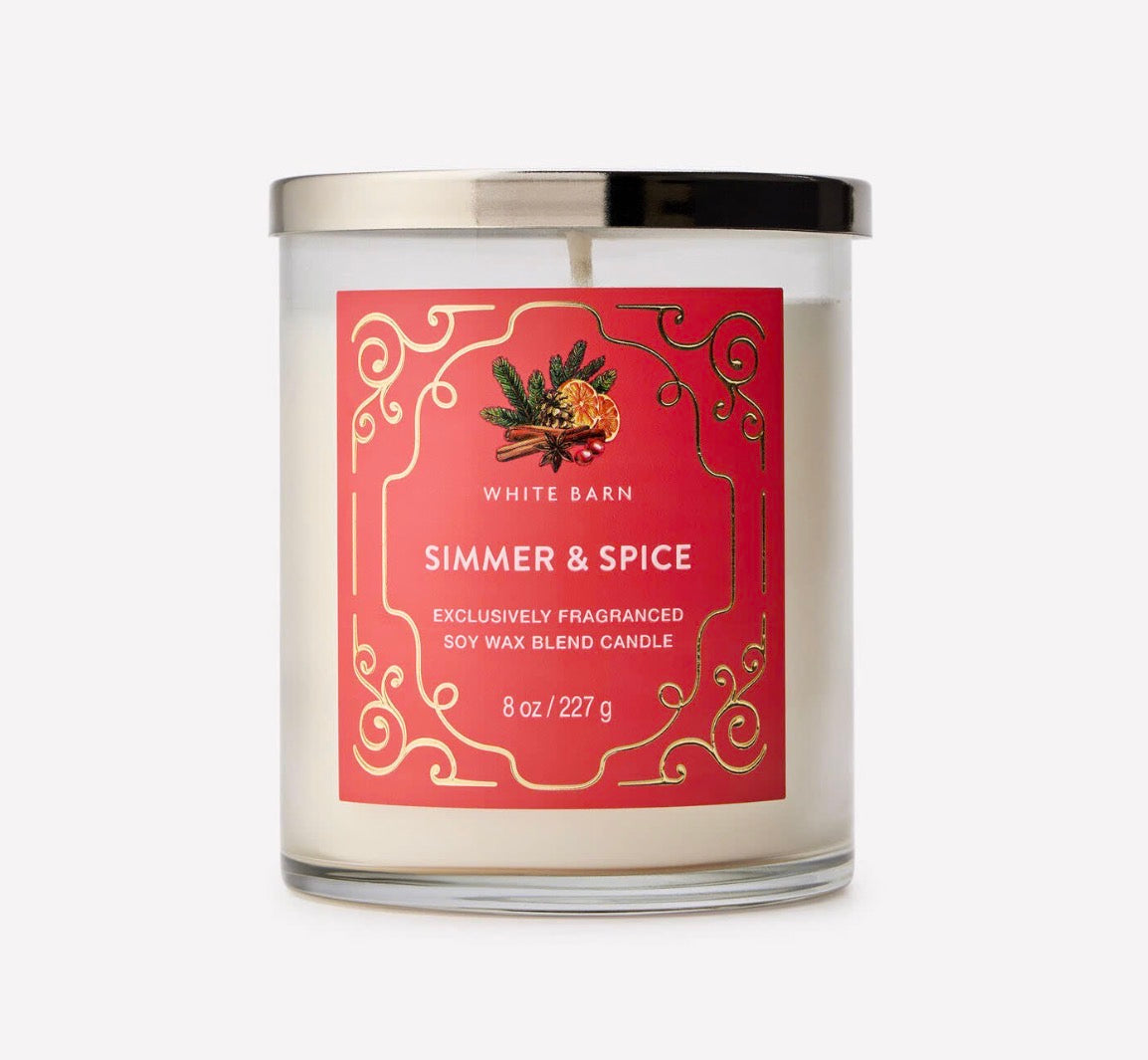 White Barn Simmer & Spice – Vela Aromática de 1 Mecha 227 g