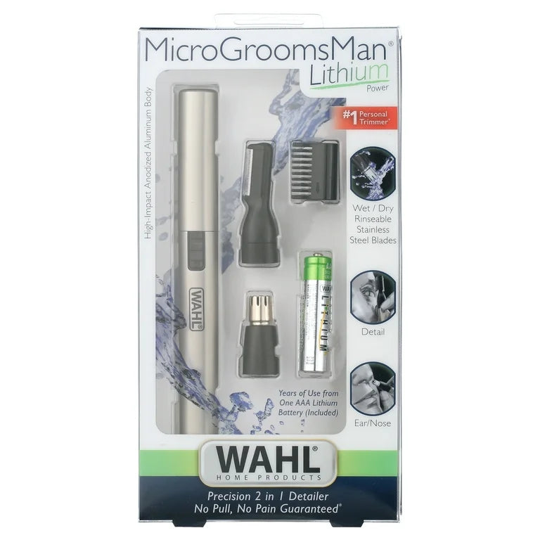 Wahl Recortadora de Pelo con Detalle Facial y Corporal con Batería de Litio Microgroomsman para Hombre 5640-1101