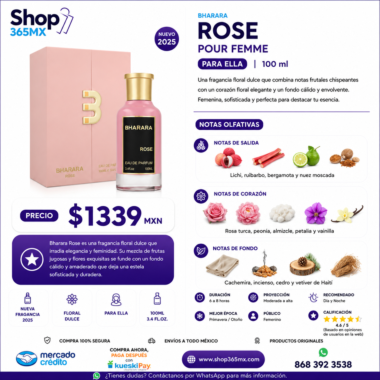 BHARARA ROSE M EDP 100ML