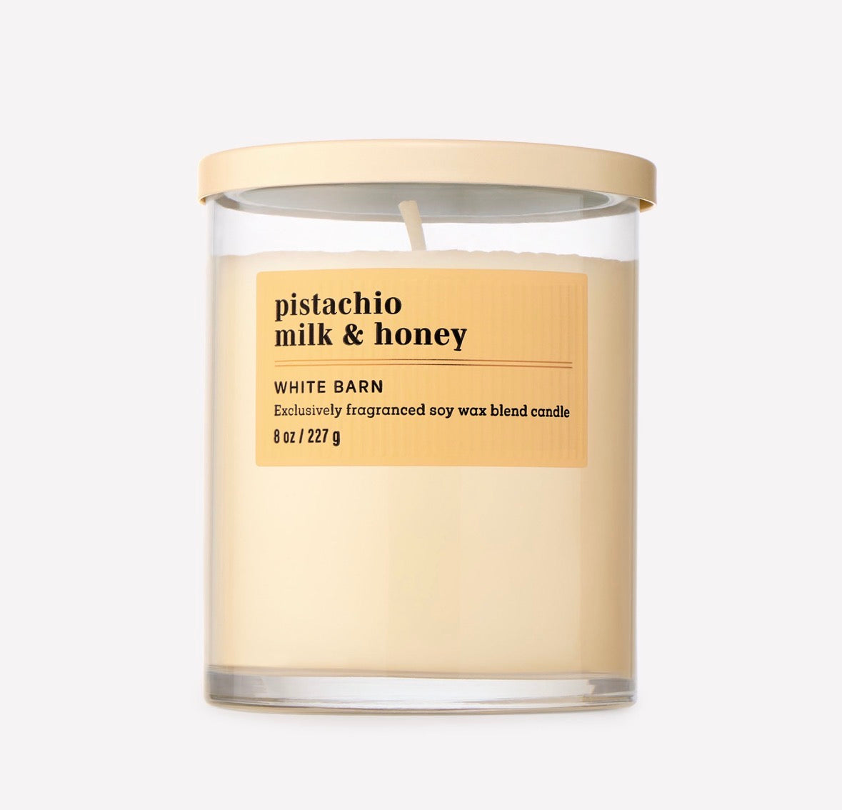 White Barn Pistachio Milk & Honey – Vela Aromática 1 Mecha 8 oz
