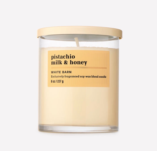 White Barn Pistachio Milk & Honey – Vela Aromática 1 Mecha 8 oz