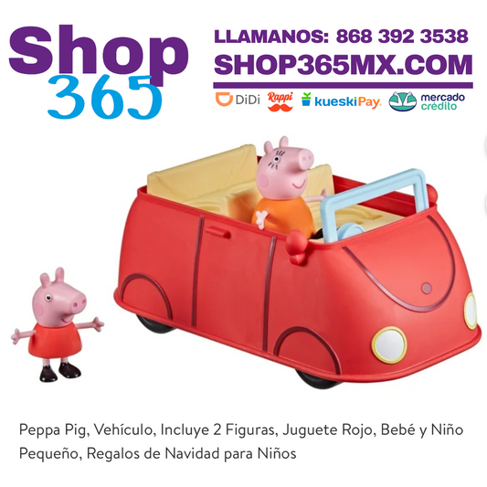 Peppa Pig, Vehículo, Incluye 2 Figuras, Juguete Rojo, Bebé y Niño Pequeño, Regalos de Navidad para Niños