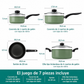Mainstays Juego de Ollas y Sartenes de Aluminio Antiadherentes de 7 Piezas, Verde