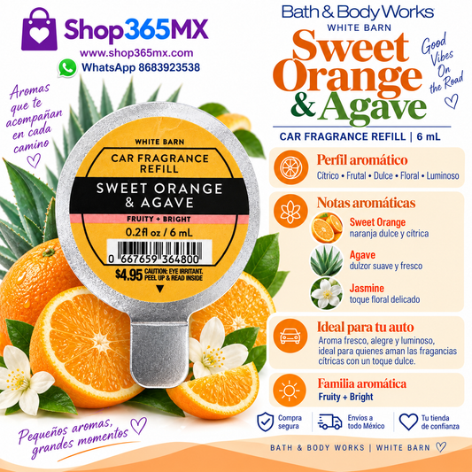 Bath & Body Works Car Fragrance Refill Sweet Orange & Agave 6 ml