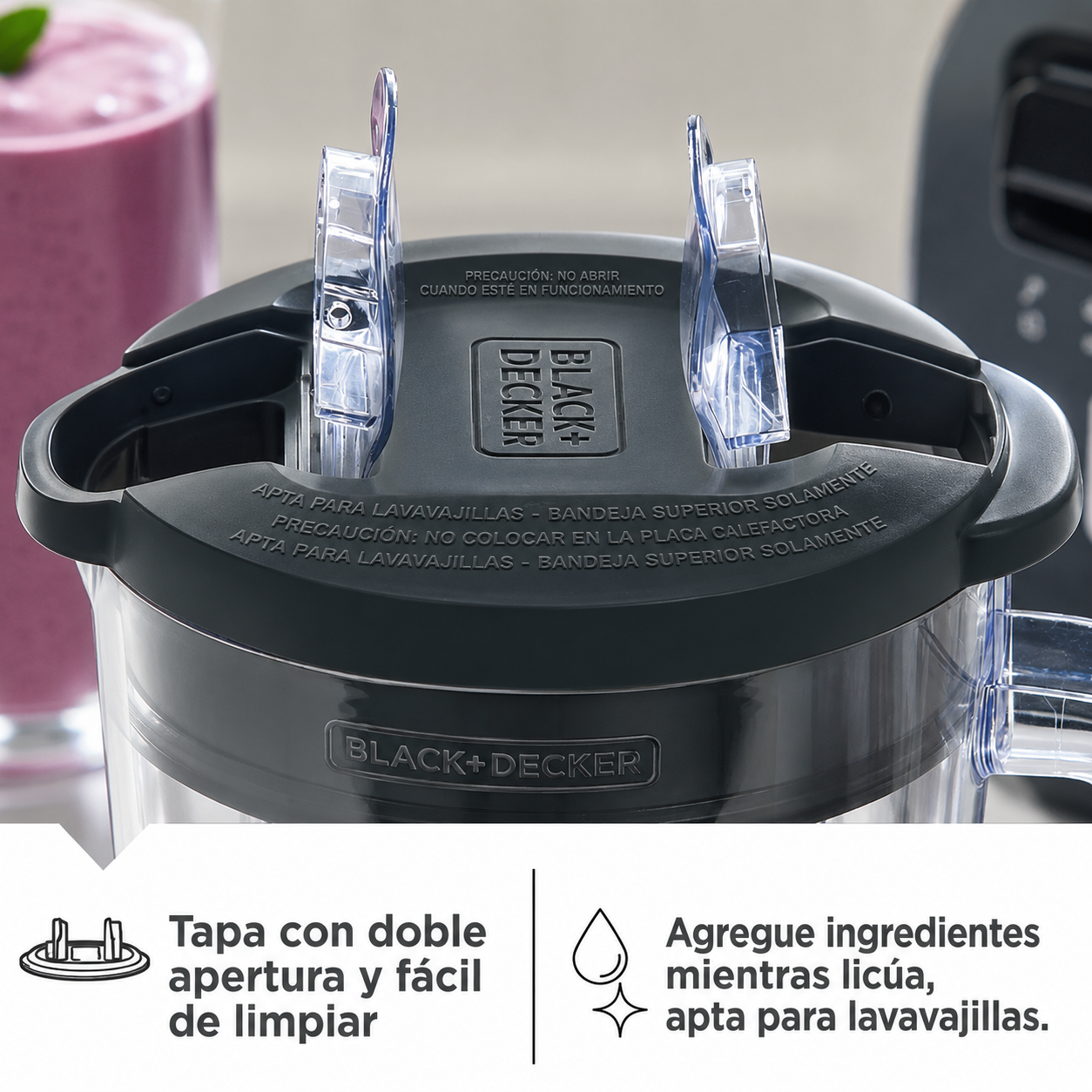Black & Decker Ice Triturar Licuadora con 56 Onzas (7 Tazas) PerfectPour Tarro de Plástico, Potente Hoja de Acero Inoxidable de 6 Puntas, 8 Velocidades Más Pulso, 700 Vatios Pico de Potencia, BL2209PB