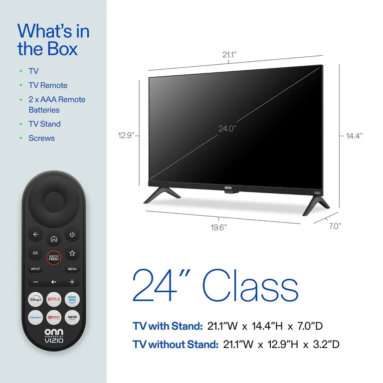 onn Clase de 24" 720P HD con Tecnología VIZIO Smart TV, 24S2V1