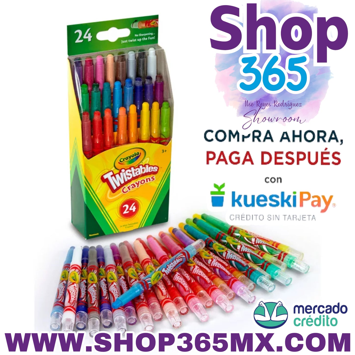 Crayola Twistables Mini Crayon Set, 24 unidades, suministros para el regreso a la escuela, multicolor