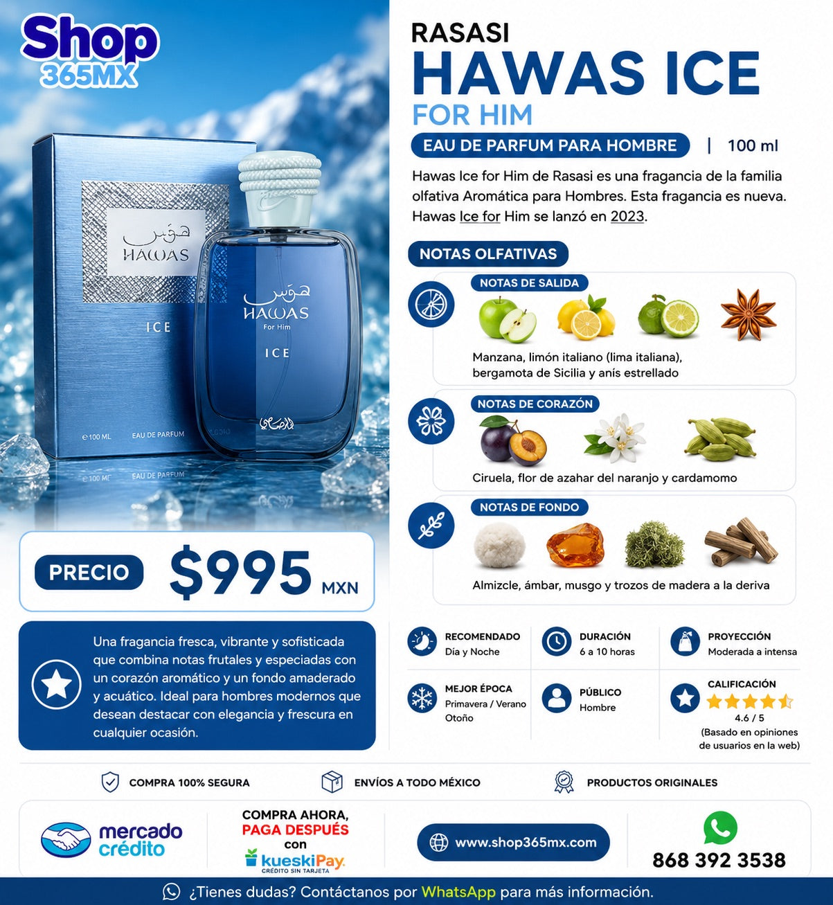 Rasasi Hawas Ice for Him EDP H 100ML