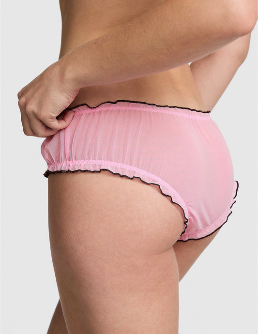 Panty Rosa de Malla con Ribete Negro – Corte Hipster Femenino