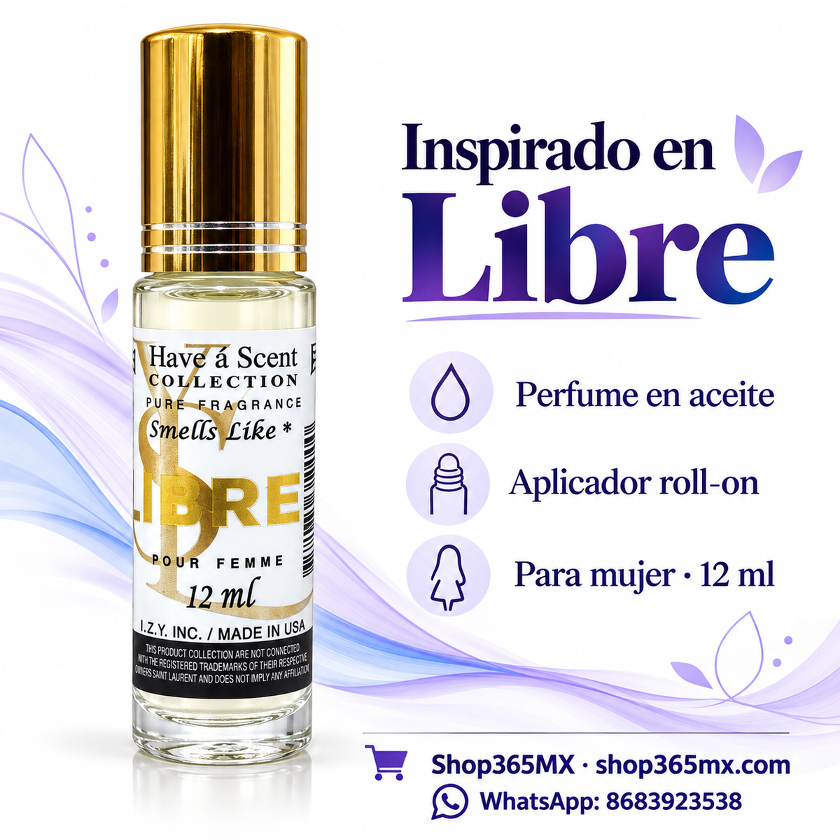 Perfume en aceite roll-on inspirado en Libre para mujer · 12 ml