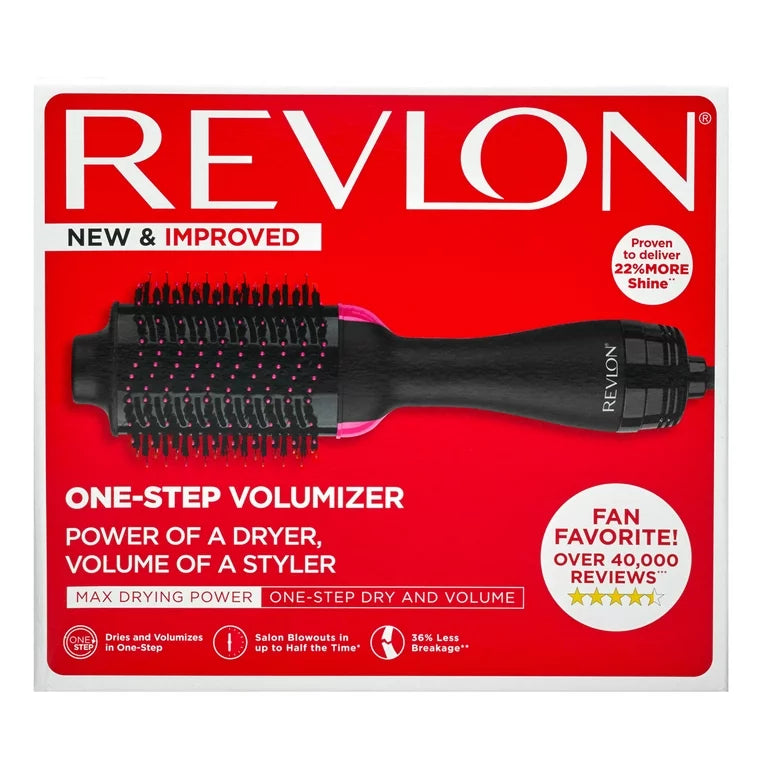 One-Step Revlon Secador de Pelo de Cerámica y Cepillo de Aire Caliente Voluminizador, Negro