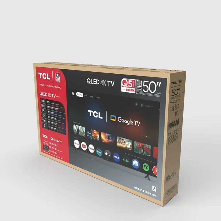 TCL 50" Serie Q QLED 4K UHD HDR Smart Google TV (Nuevo 2025) - Dolby Vision, Dolby Atmos, Motion Rate 240, HDR 10+, Modo de Juego Automático - 50Q51K