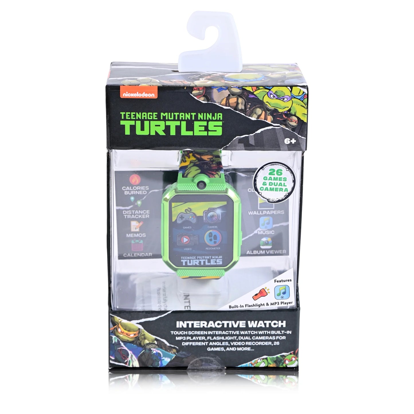 Nickelodeon Teenage Mutant Ninja Turtles Reloj Inteligente Unisex con Pantalla Táctil, Correa de Silicona y Caja Verde Metalizado de 42 Mm