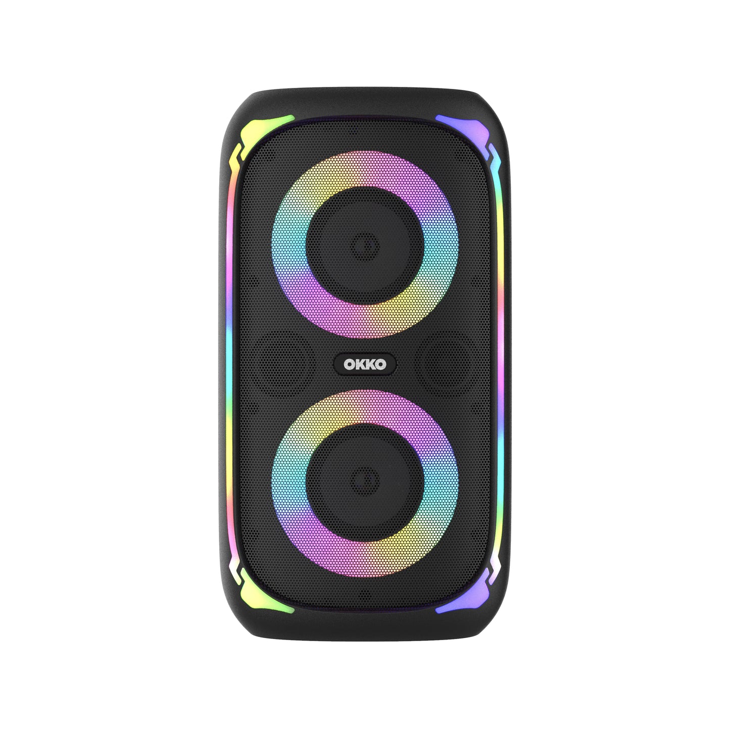 OKKO Altavoz Bluetooth Portátil Sonic Bass V4: Altavoz Inalámbrico para Fiestas con Graves Profundos, Altavoz Karaoke con Puerto para Micrófono, Luces LED, Altavoz Recargable Portátil para Exteriores