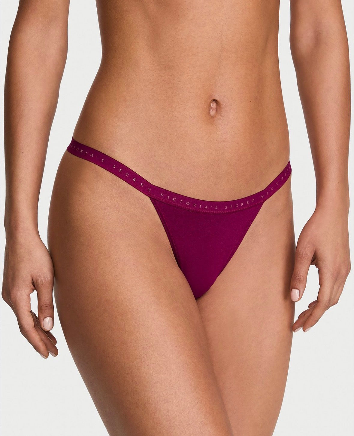💜 Victoria’s Secret Tanga Thong con Cintura Logo – Color Vino