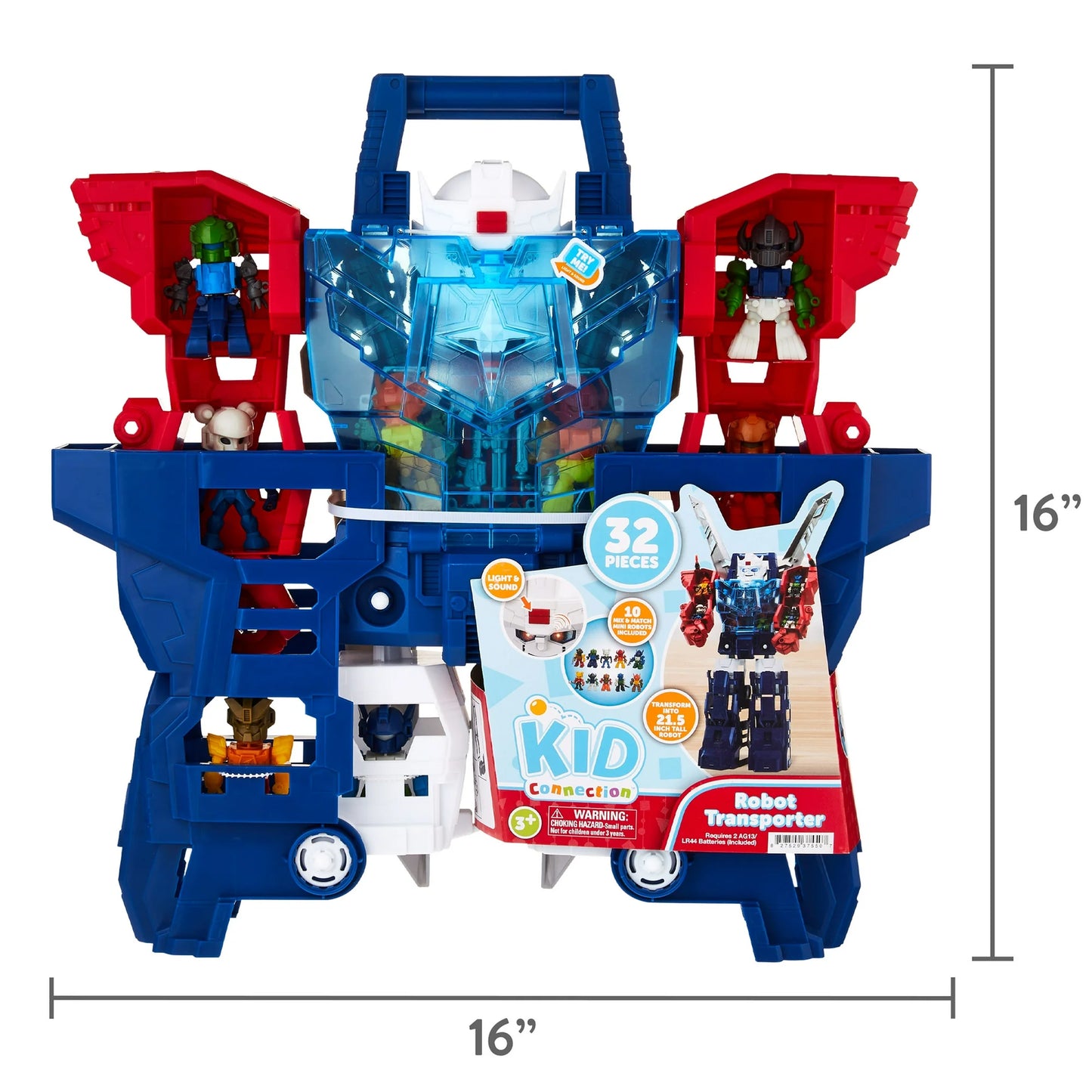 Kid Connection Robot Transportador Luces y Sonidos, 32 Piezas, Juguetes para Niños Pequeños