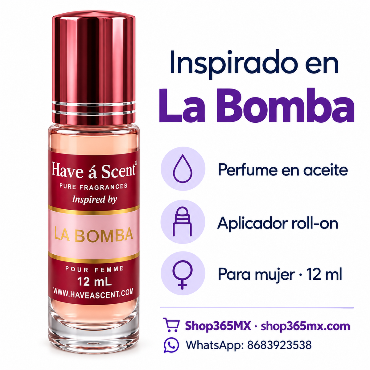 Perfume en aceite roll-on inspirado en La Bomba para mujer · 12 ml