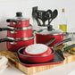 Juego de utensilios de cocina antiadherentes Tramontina Primaware de 18 piezas, rojo