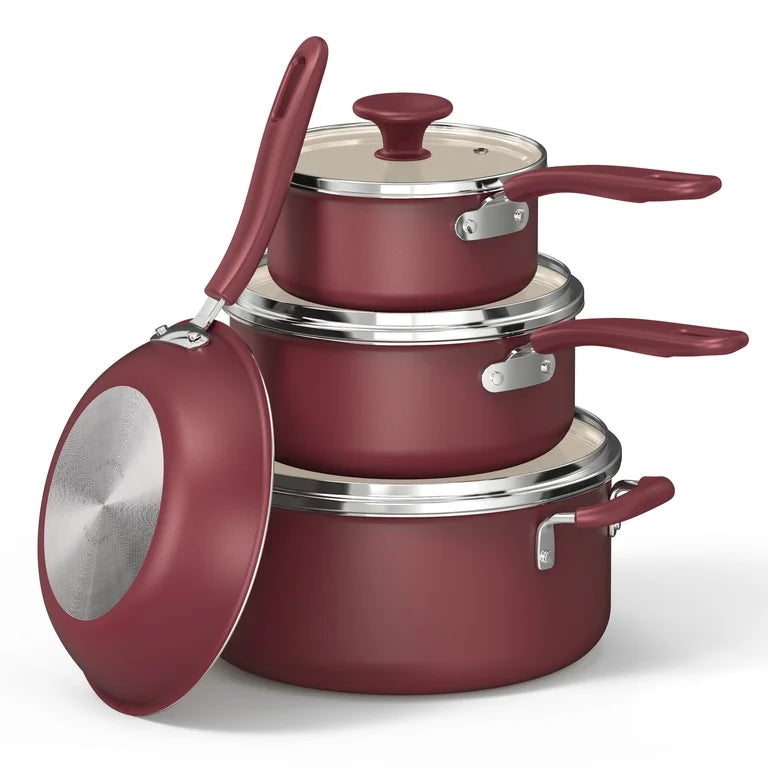 Juego de utensilios de cocina antiadherentes de cerámica Tramontina Ceramaware de 20 piezas, color vino.