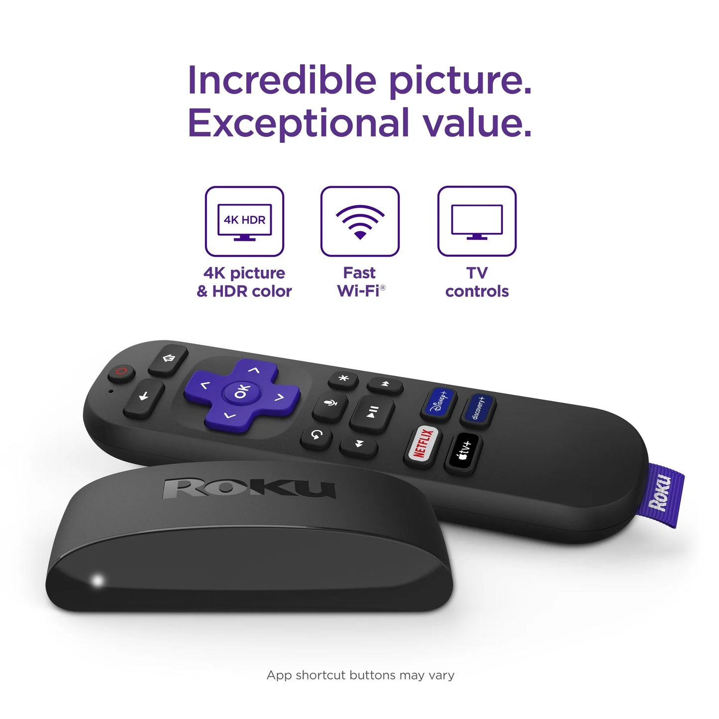 Roku Expreso 4K plus Reproductor de Streaming HD 4K HDR con Control Remoto por Voz Roku con Controles de Television