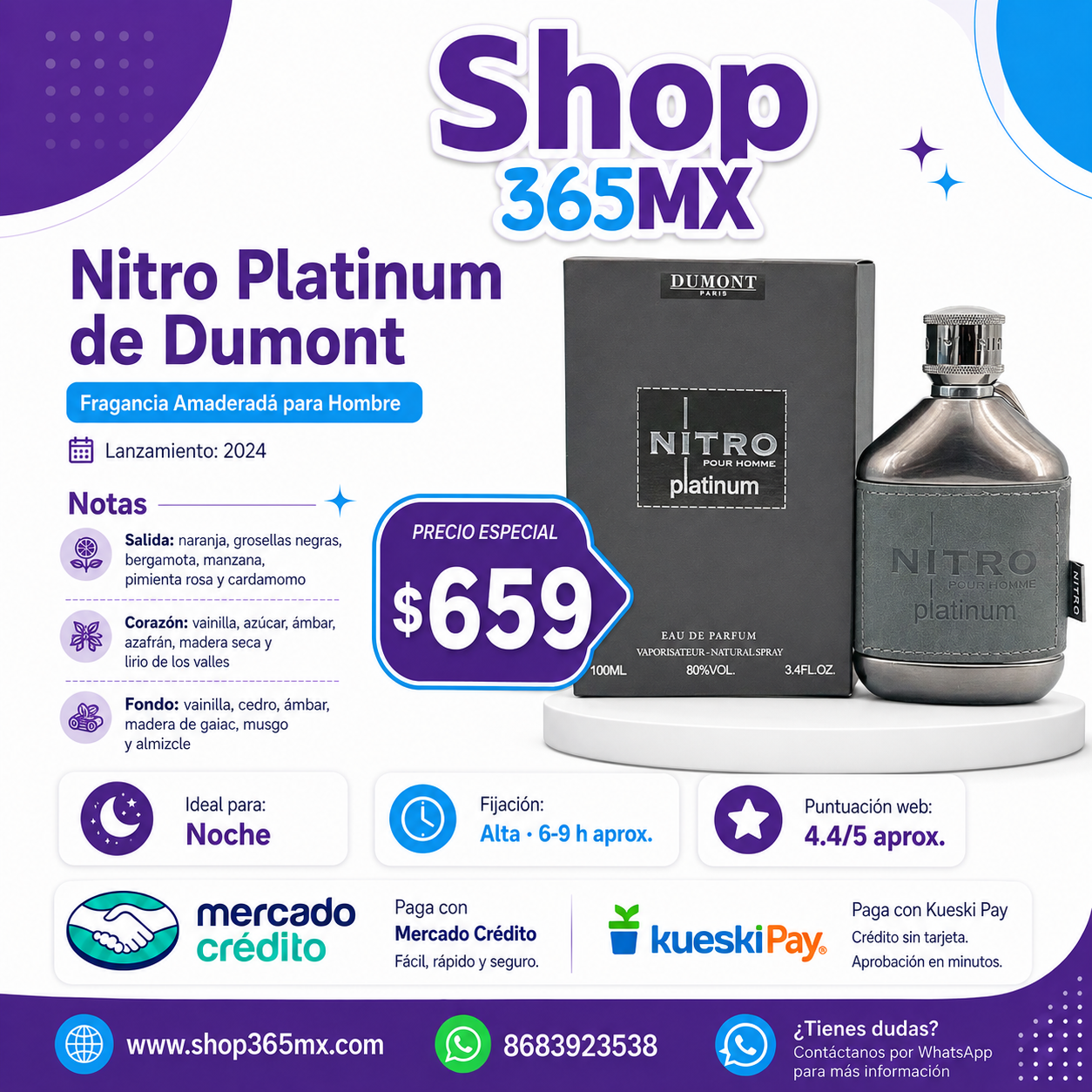 Dumont Nitro Platinum EDP H 100ML