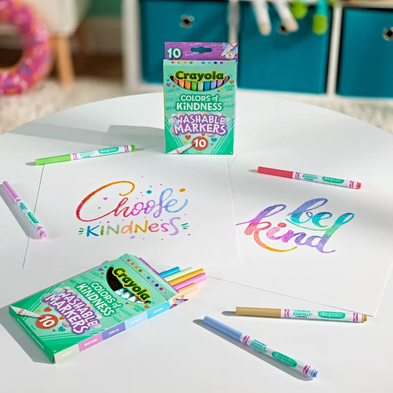 Marcadores Crayola Colors of Kindness Fineline, útiles escolares, 10 unidades, colores surtidos