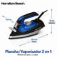 Hamilton Beach Plancha y Vaporizador 2 en 1, Negro y Plateado, Modelo 14525