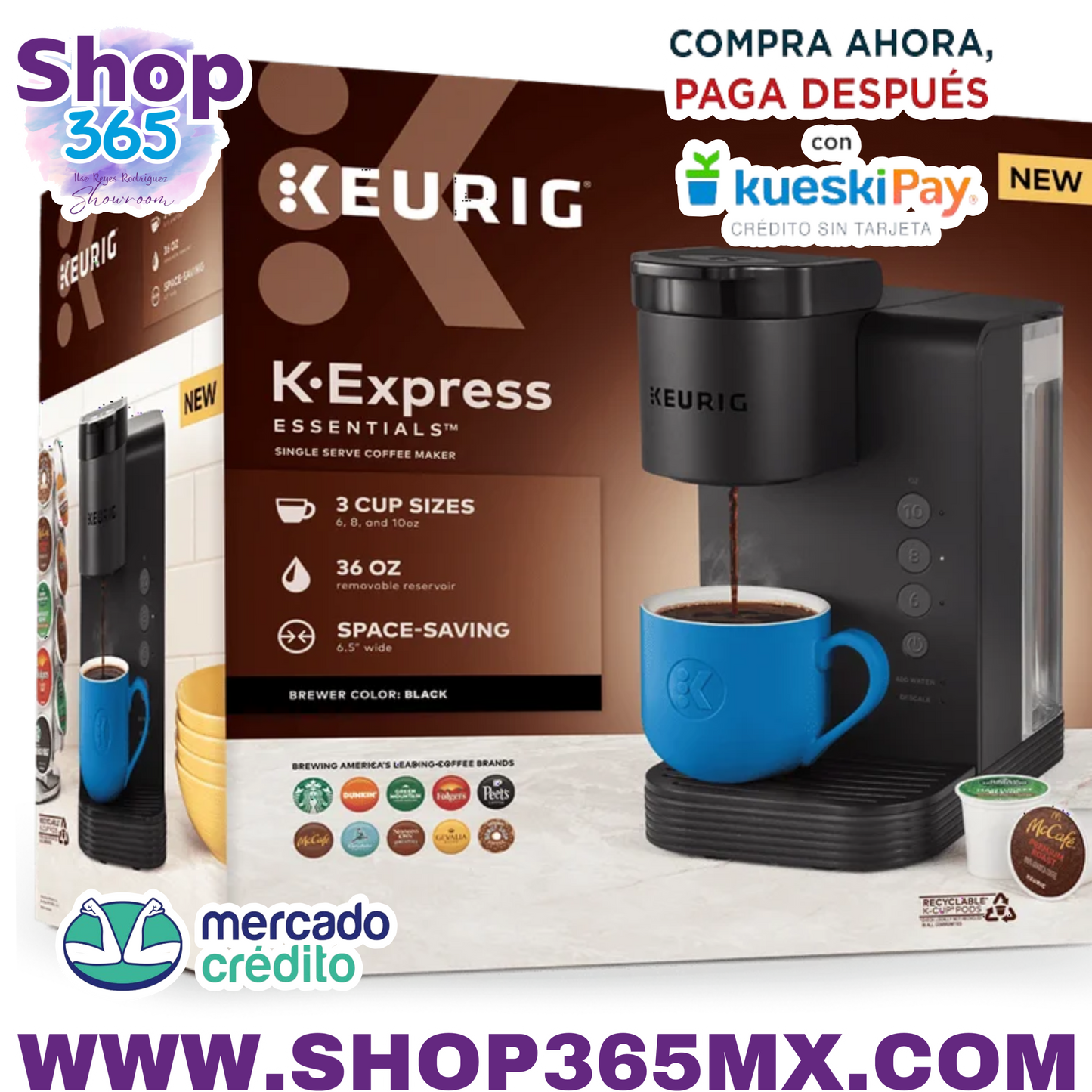 Keurig K-Express Essentials Cafetera de cápsulas K-Cup de una porción, color negro