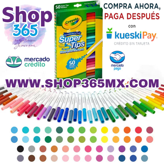 Crayola Super Tips Marcadores lavables, útiles para el regreso a clases, juguetes artísticos, 50 colores surtidos, niño