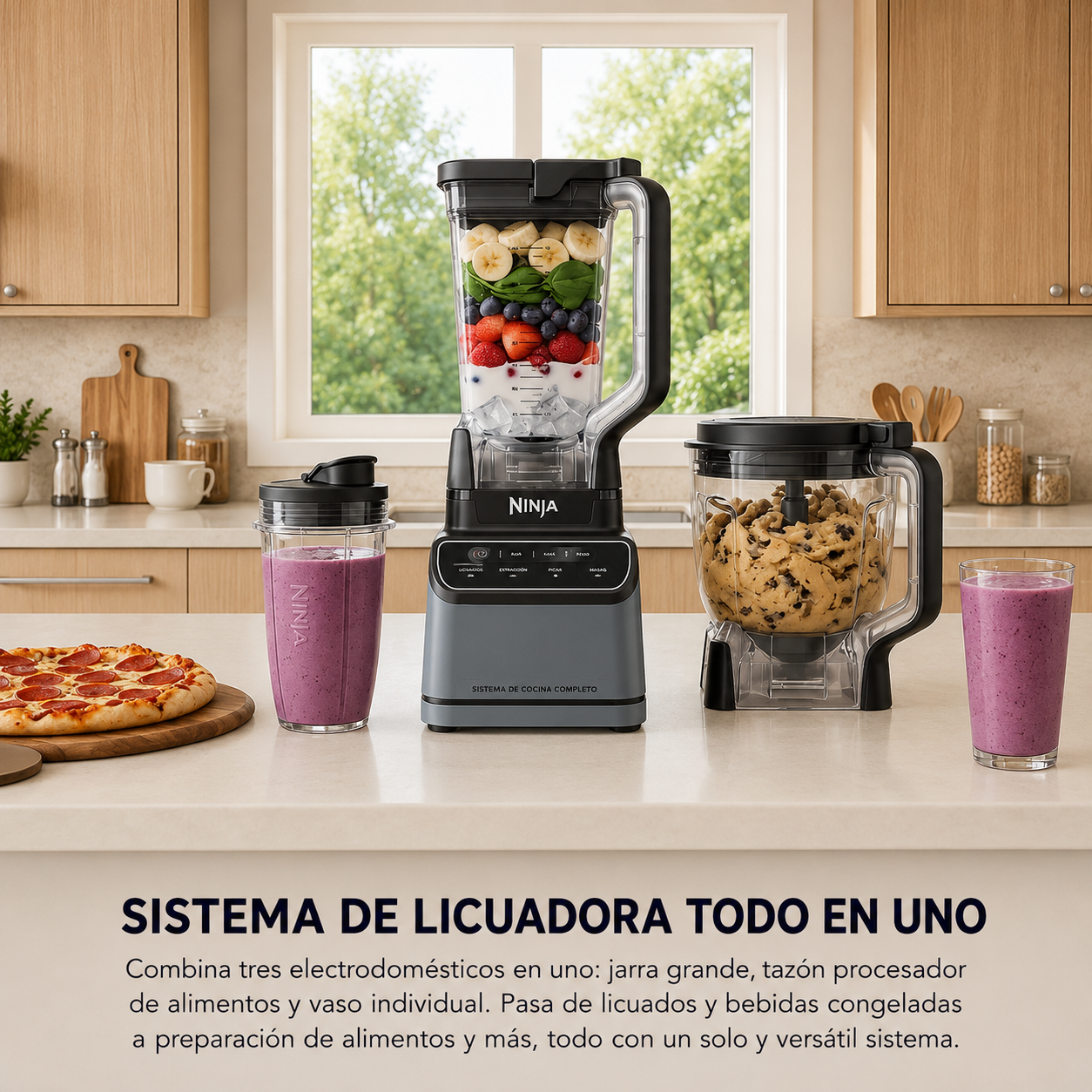 Ninja Grand Kitchen System 1200, Licuadora, 4 Programas Auto-iq Preestablecidos, KS500