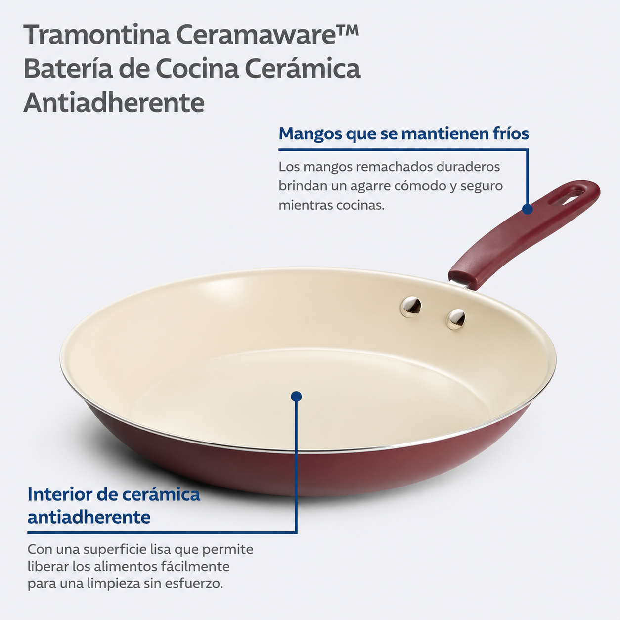 Tramontina Ceramaware Juego de 3 Sartenes para Freír Antiadherentes de Cerámica (8 Pulgadas, 9.5 Pulgadas y 11 Pulgadas) Vino
