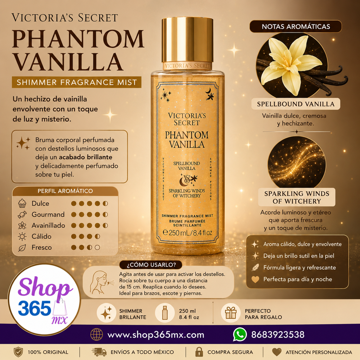Victoria’s Secret Phantom Vanilla Shimmer Fragrance Mist 250 ml | Vainilla con Brillo