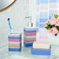 Mainstays Juego de Accesorios de Baño y Cortina de Ducha de Poliéster/cerámica a Rayas de 17 Piezas, Multicolor