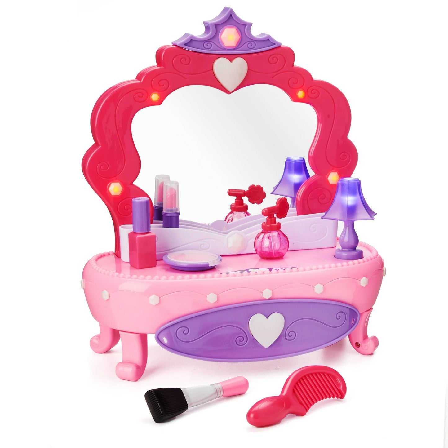 Kid Connection Tocador de Plástico Iluminado con Cajón de Almacenamiento, 7 Piezas, Juguete para Bebés y Niños Pequeños