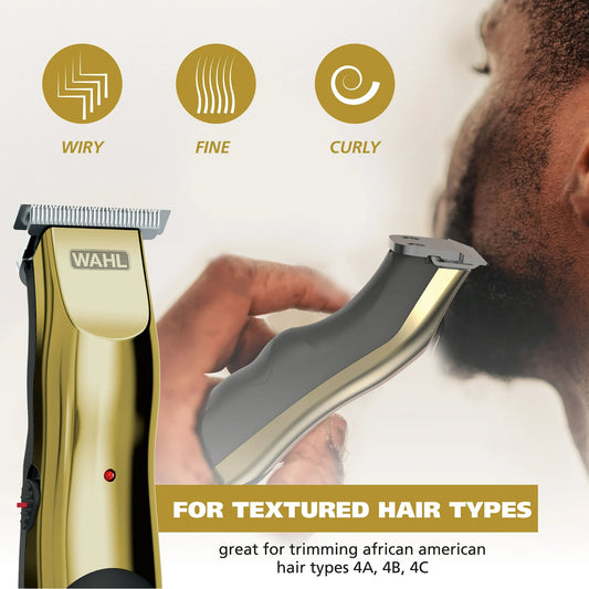 Wahl T-Pro Plus, USB Rechargeable Battery Trimmer, Gold with Rubber Grips - 3028171