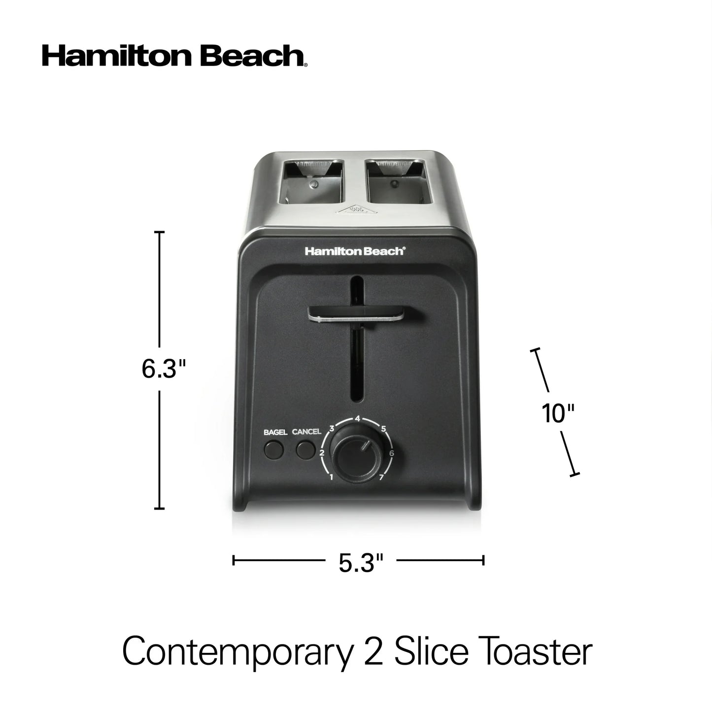 Hamilton Beach Tostadora de 2 Rebanadas con Ranuras Anchas, Función para Bagels, Potenciador de Tostado, Acero Inoxidable, Nueva, 22997F