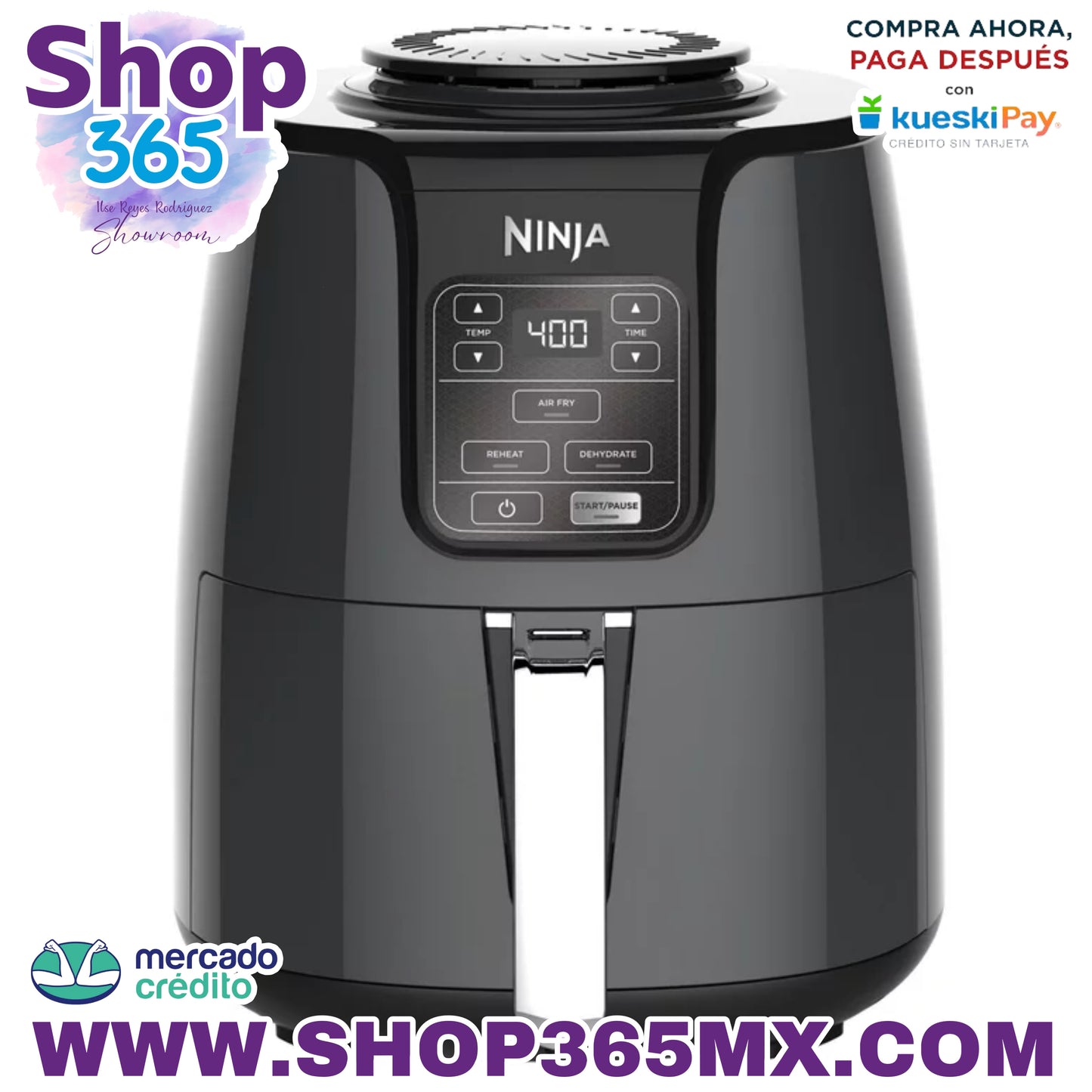 Freidora de aire Ninja 4QT, negra, AF100WM