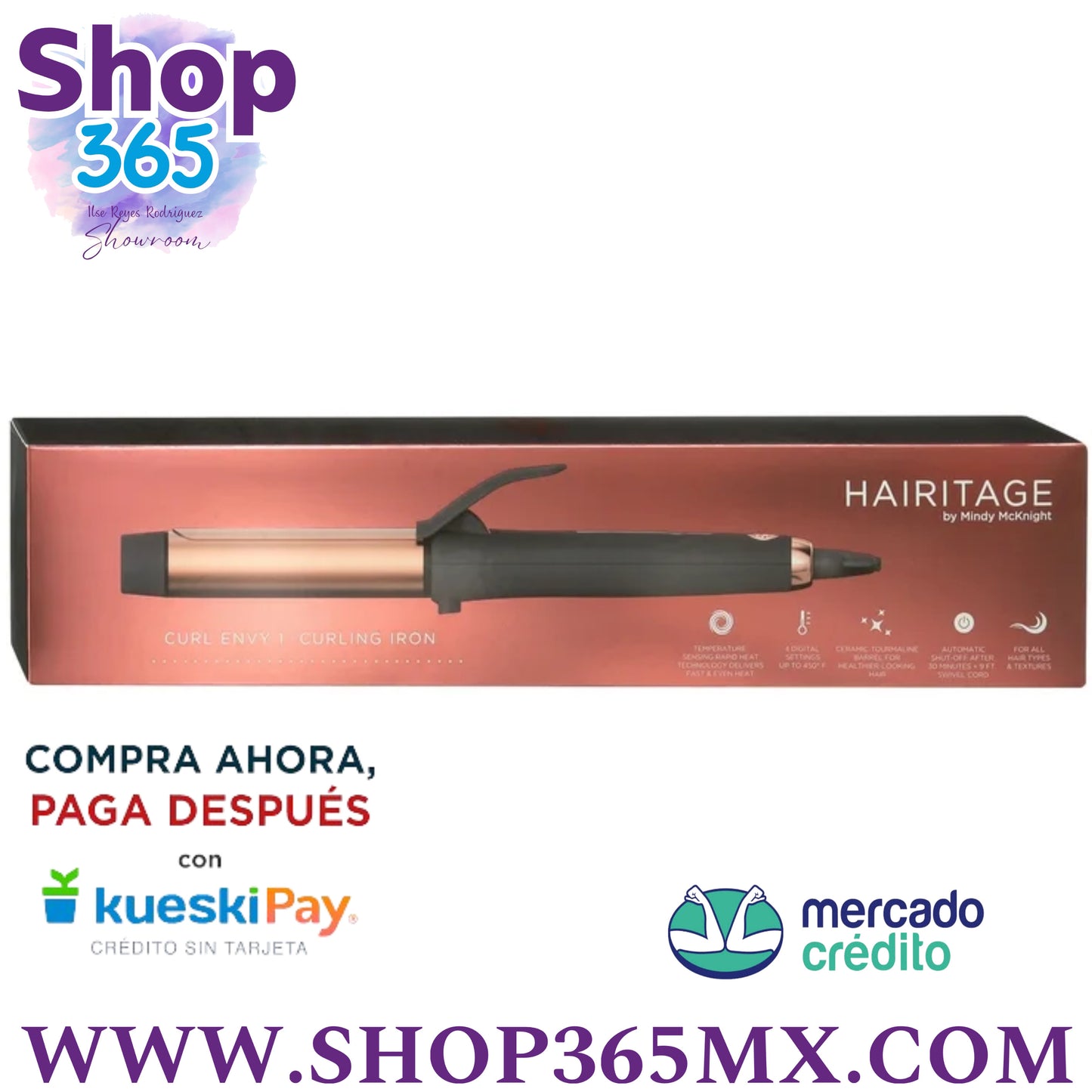 Hairitage 1.25 Pulgadas de Cerámica Rizador para el Pelo Medio a Largo, Doble Voltaje