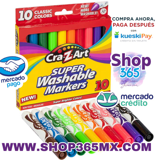 Cra-Z-Art Marcadores lavables clásicos multicolores de línea ancha, 10 unidades, suministros para el regreso a la escuela