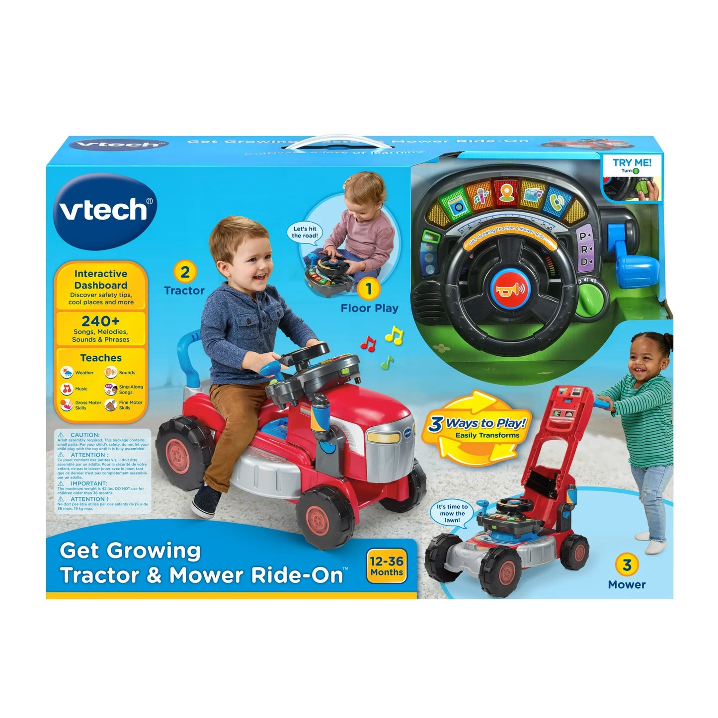 VTech Consigue Juguetes para Bebés y Niños Pequeños con Tractor y Cortacésped en Crecimiento
