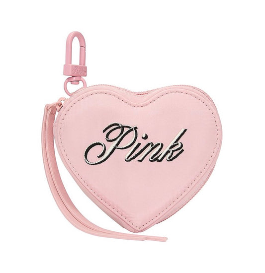 PINK Heart Pouch Keychain Charm – Dollhouse & Black Script