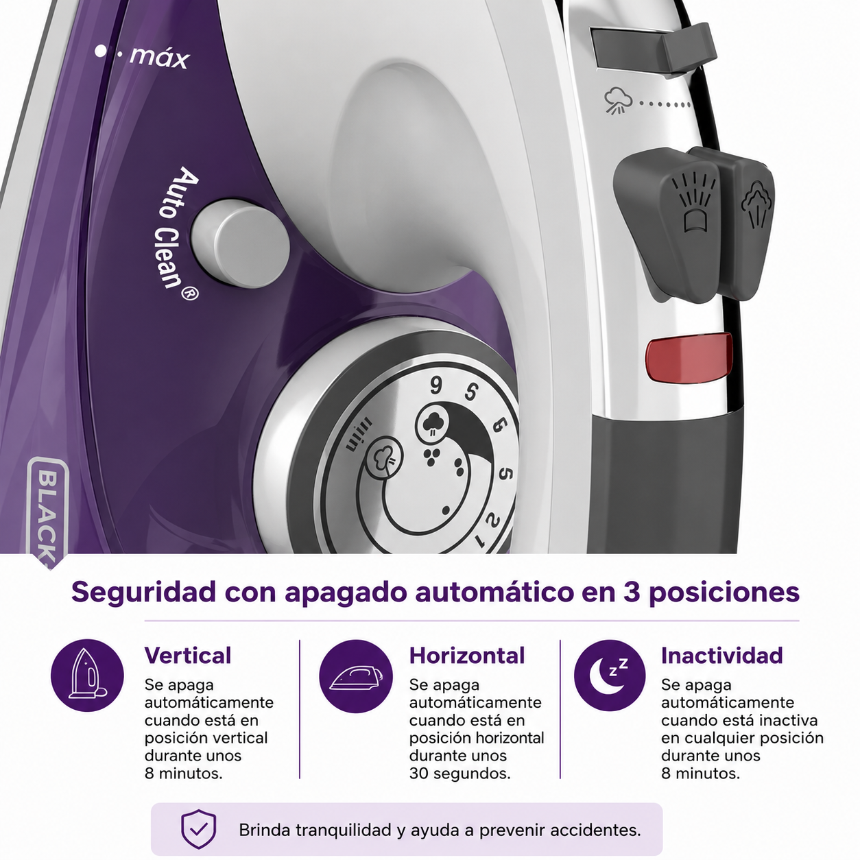 BLACK+DECKER Professional Steamer with Stainless Steel Sole and Extra Long Cord, Purple, IR1350S