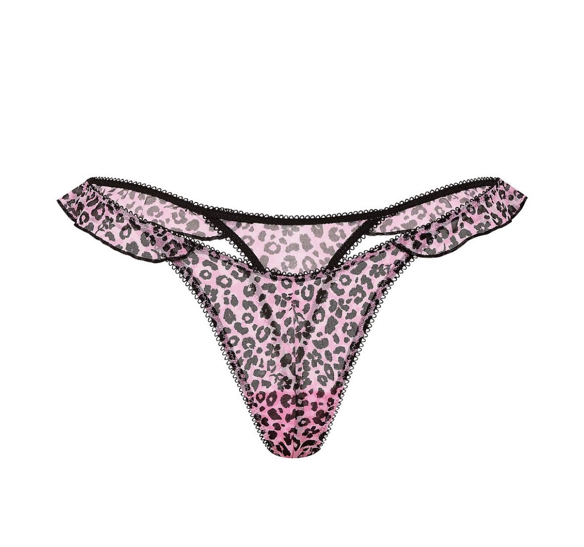 Victoria’s Secret Panty Tanga Rosa Animal Print con Volantes