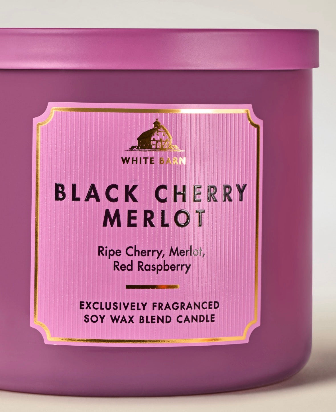 Vela Black Cherry Merlot 3 Mechas Bath & Body Works White Barn – 14.5 oz / 411 g