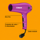 Conair Secador de Cabello Iónico Cerámico Cord-Keeper, Cable Retráctil, Difusor y Concentrador