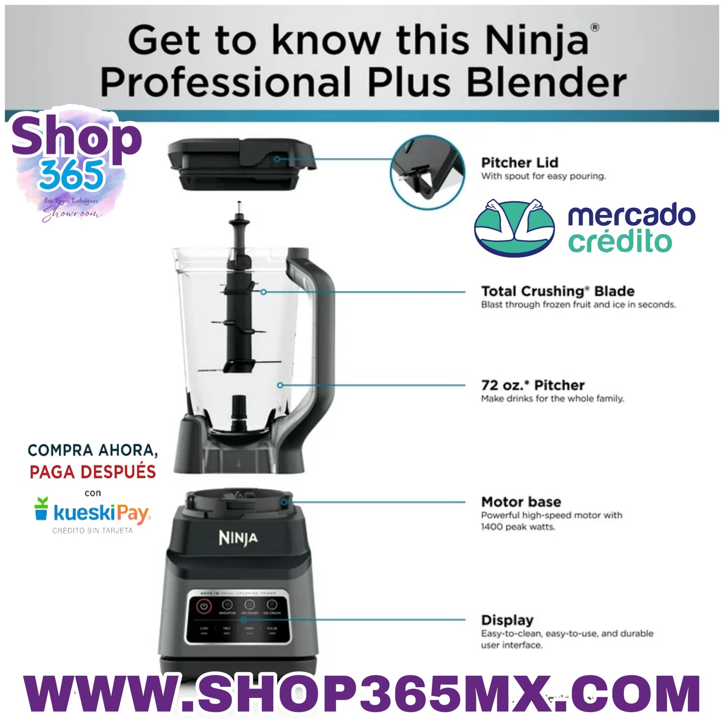 Batidora Ninja Professional Plus con Auto-iQ, 1400 W