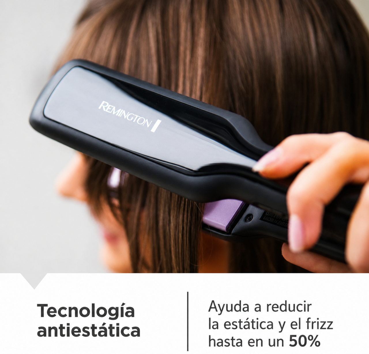 Plancha de pelo Remington de titanio de 1 3/4", tecnología antiestática, color negro