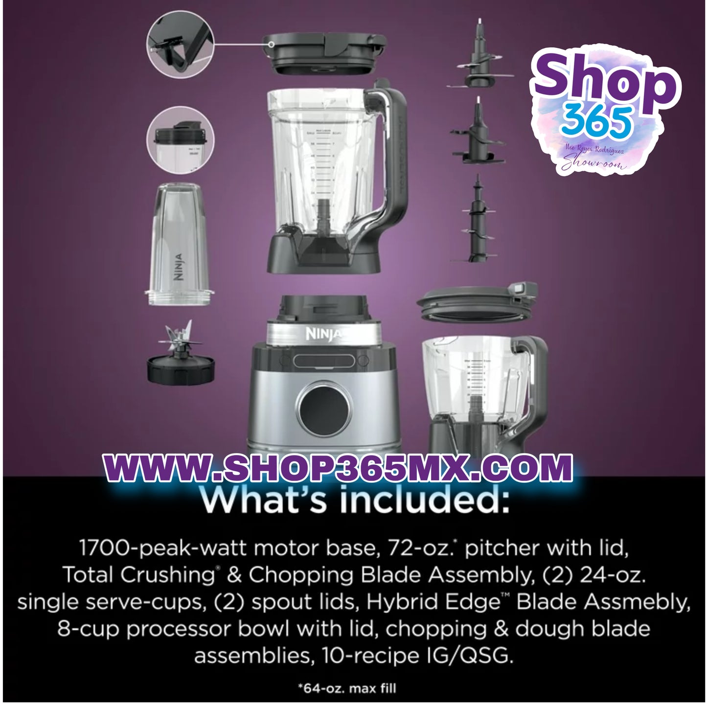 Ninja Detect Kitchen System Power Blender + Procesador tecnología Blendsense TB400 1700W