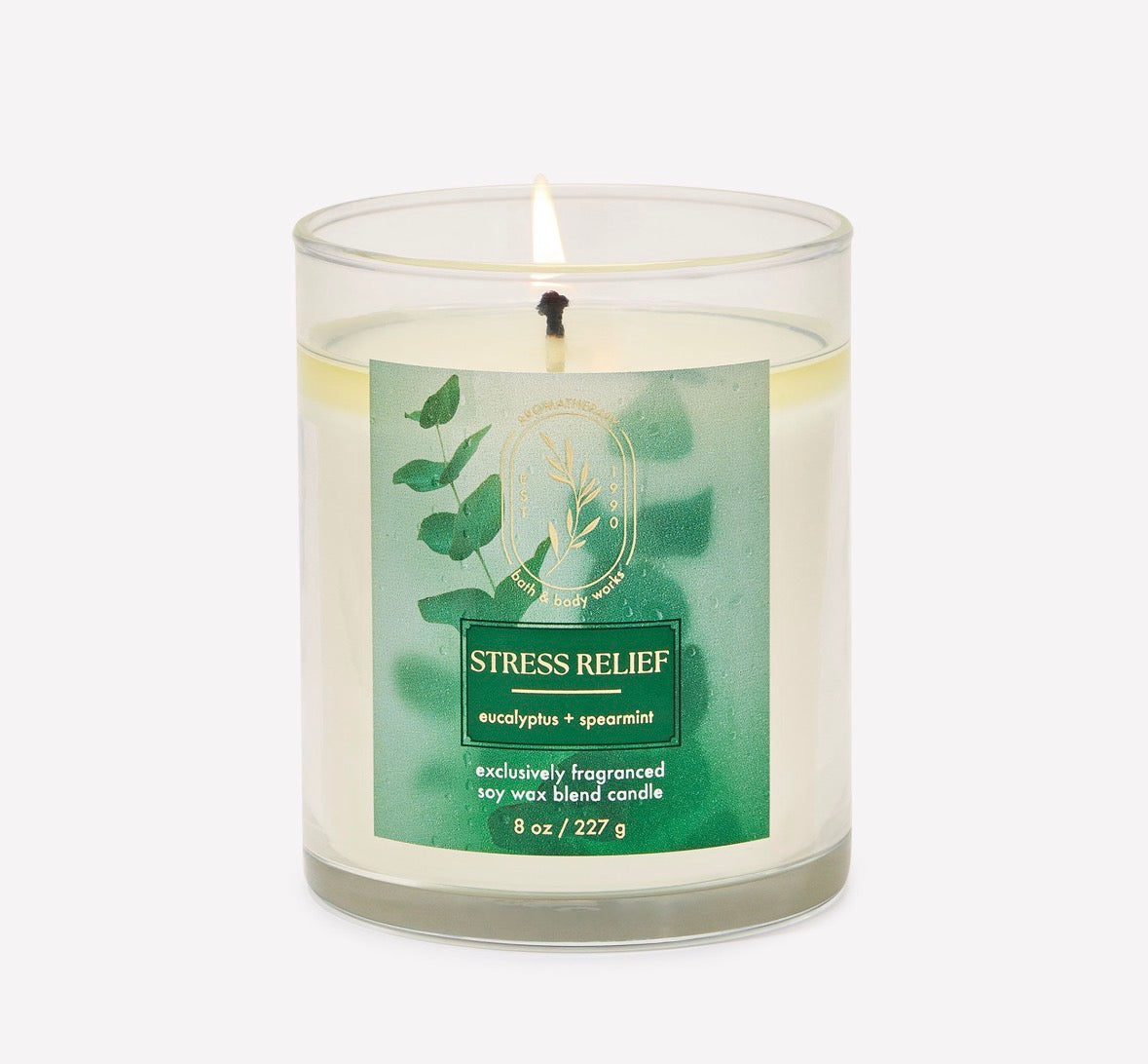 Stress Relief Eucalyptus + Spearmint – Vela Aromática 1 Mecha Bath & Body Works 8 oz / 227 g
