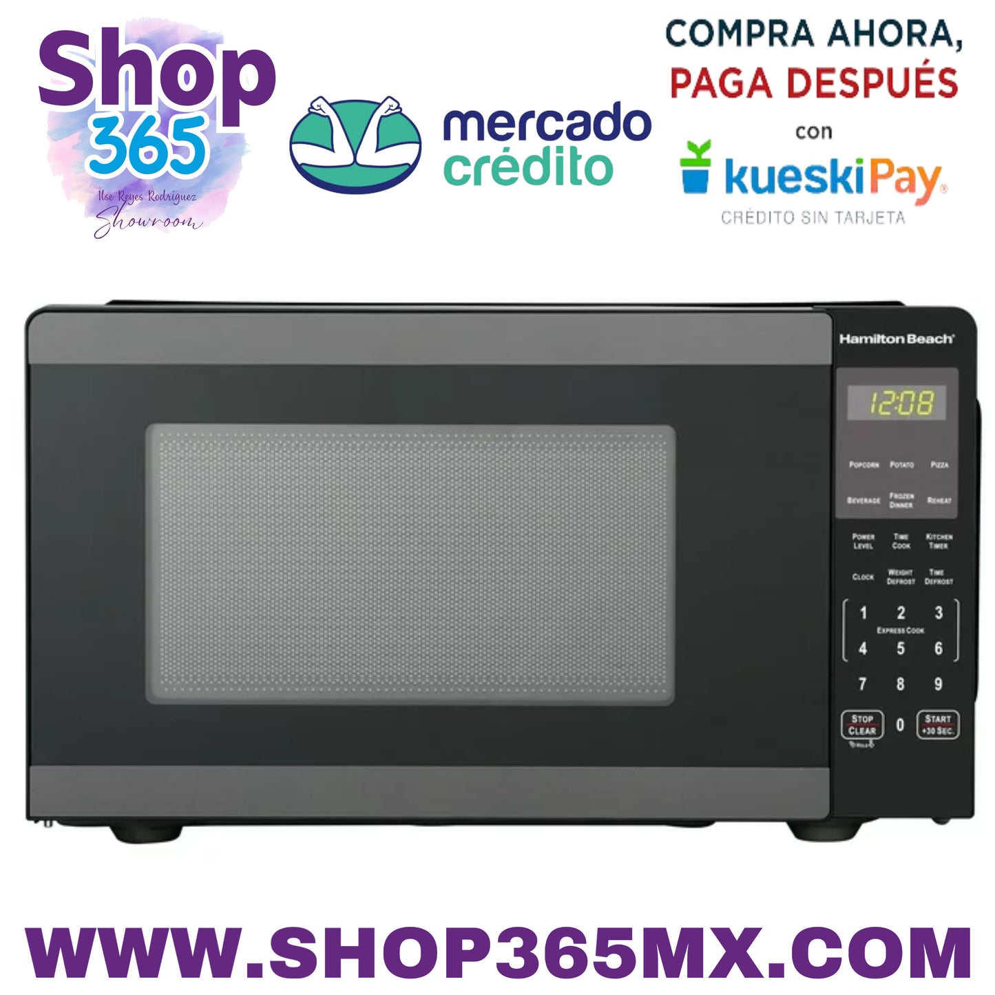 Horno microondas para encimera Hamilton Beach de 0,9 pies cúbicos, 900 vatios, acero inoxidable negro, nuevo